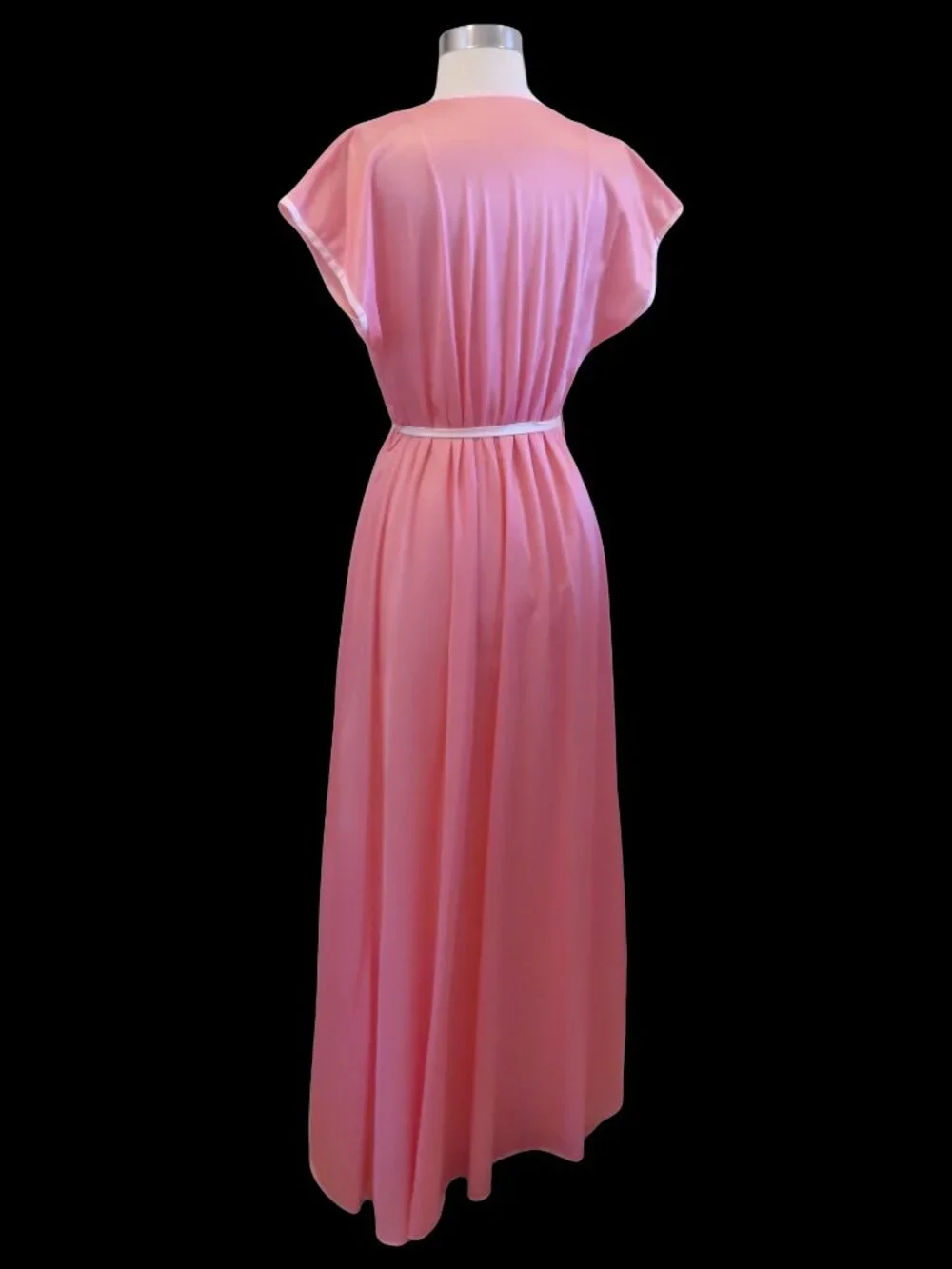 Vintage Pink Peignoir Set M Coquette Sheer Nylon Slip Dress Nightgown Robe